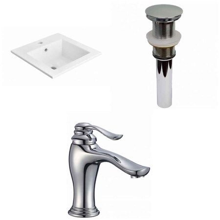 American Imaginations 21-in. W 1 Hole Ceramic Top Set In White Color - Drain Incl. AI-32730